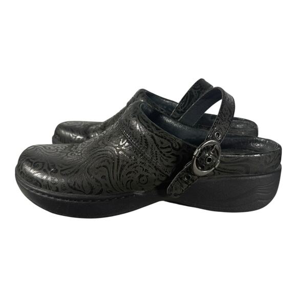 Dansko EU 36 US 5.5-6 Allison Black Tooled Leather Slingback Mules Clogs - Picture 5 of 9